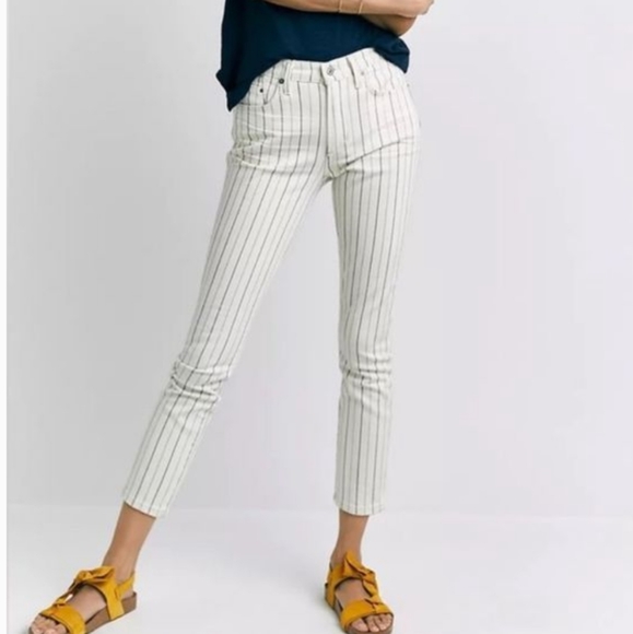 Citizens of Humanity Rocket Crop High Rise Skinny Jean's Ivory/Black Stripe NWT - Picture 1 of 14